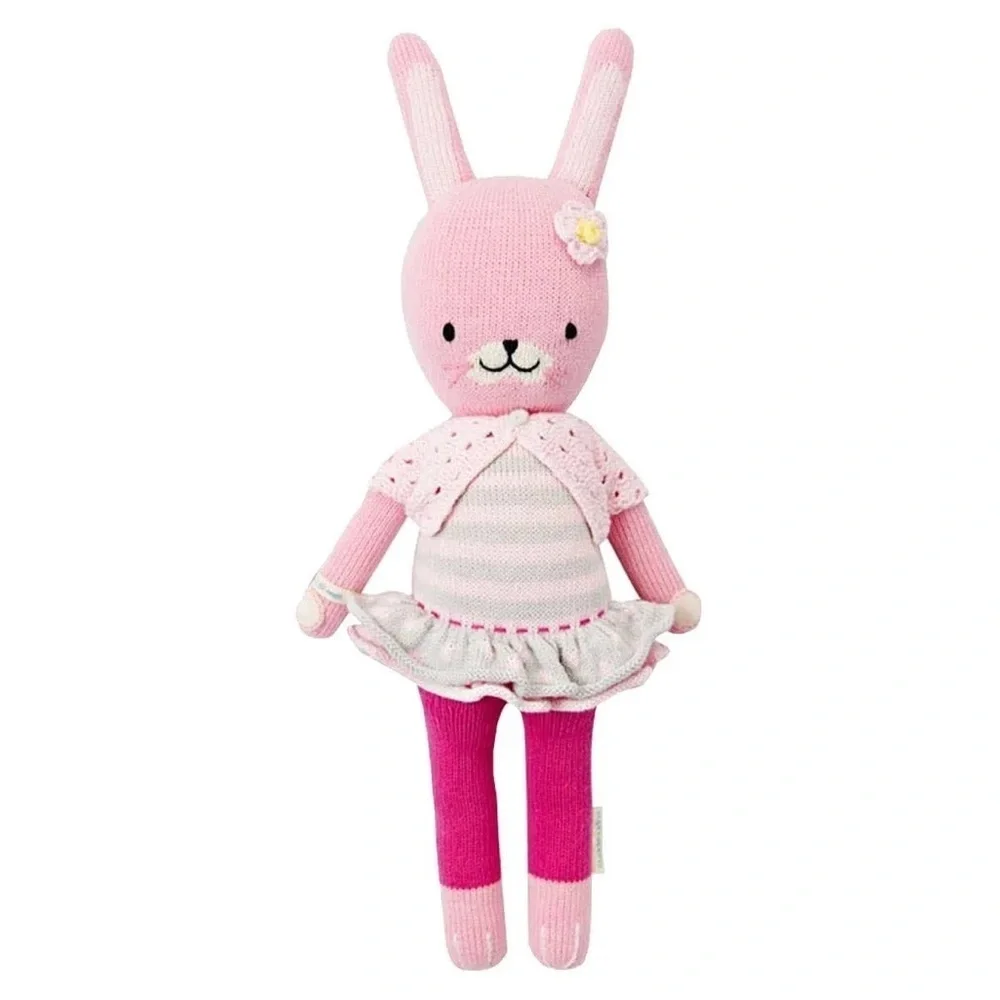 Cuddle + Kind Chloe the bunny knit cardigan 13” cardigan daisy stuffed animal